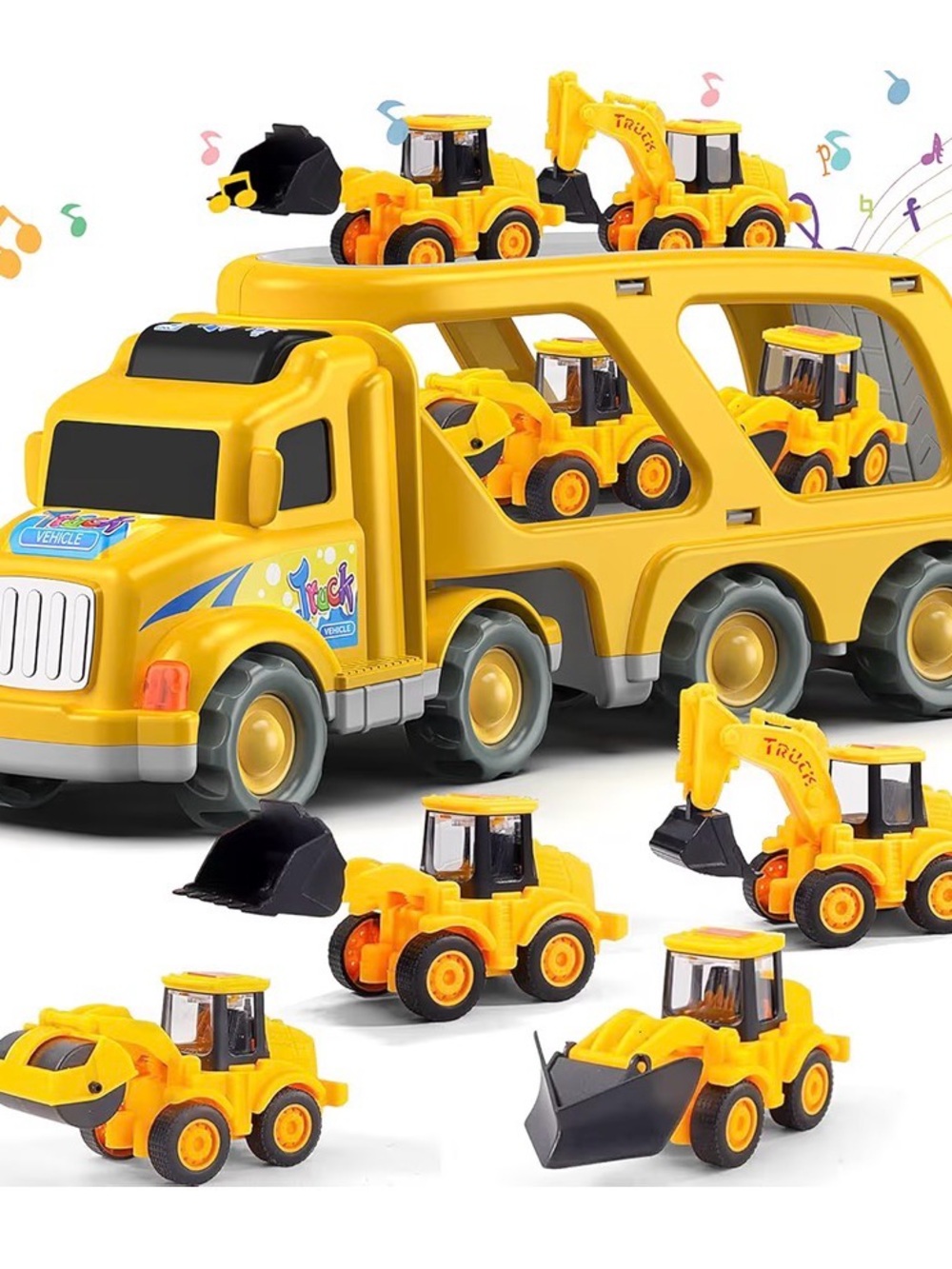 🍀2/$10 Veslier Toy Construction Carrier Truck Playset with 4 mini trucks